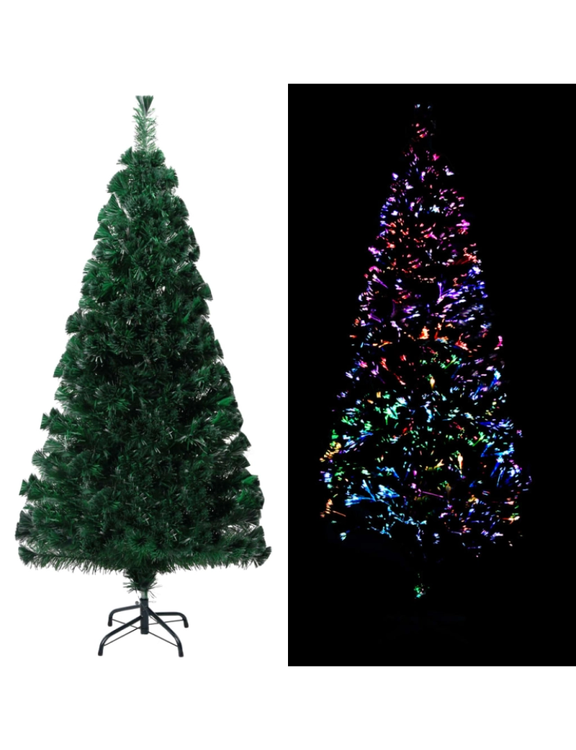 imagem de vidaXL Árvore de Natal artificial com suporte 120 cm fibra ótica verde2