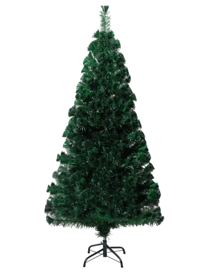 imagem de vidaXL Árvore de Natal artificial com suporte 120 cm fibra ótica verde5