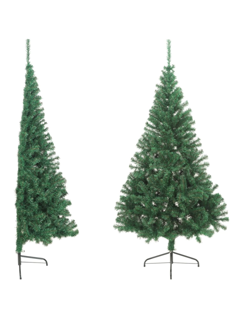 imagem de vidaXL Meia árvore de Natal artificial com suporte 180 cm PVC verde4