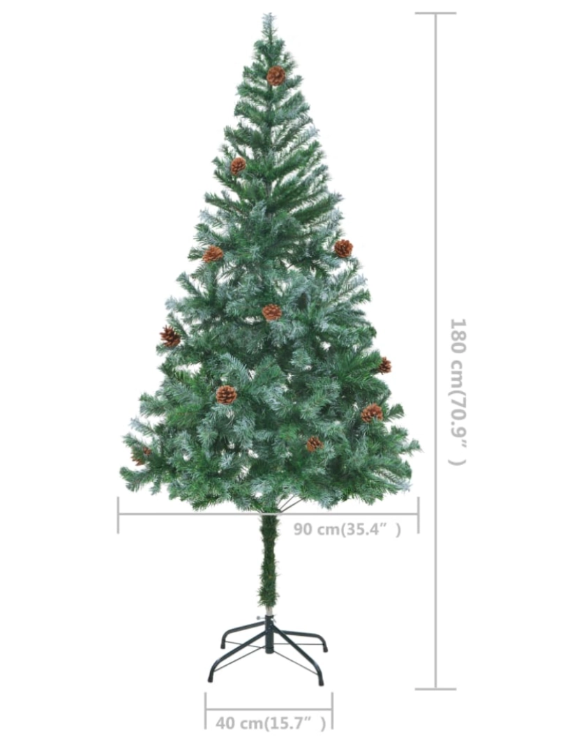 imagem de vidaXL Árvore de Natal artificial com pinhas 180 cm8