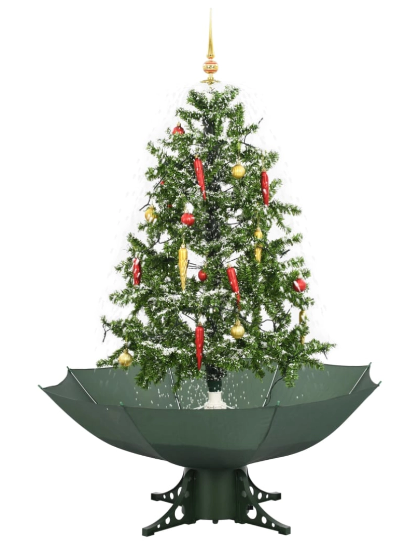 imagem de vidaXL Árvore de Natal com neve base formato guarda-chuva 140 cm verde3