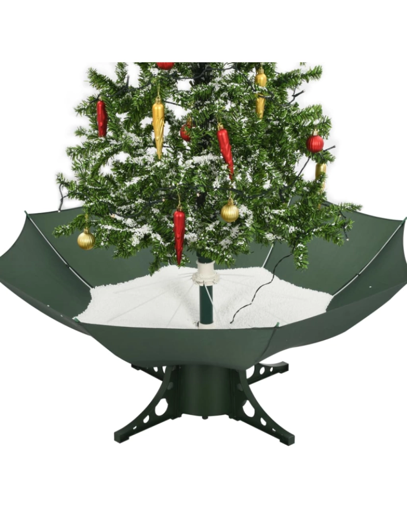 imagem de vidaXL Árvore de Natal com neve base formato guarda-chuva 140 cm verde8