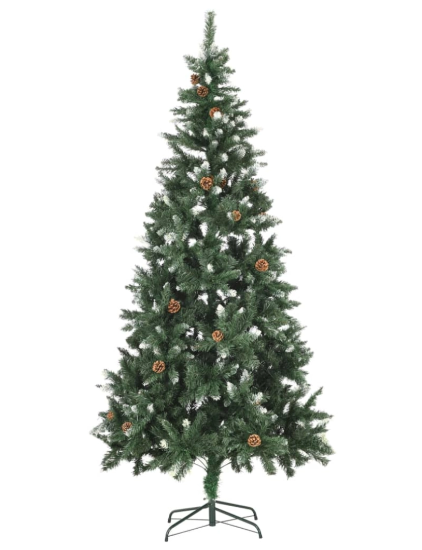 imagem de vidaXL Árvore de Natal artificial com pinhas e brilho branco 210 cm3