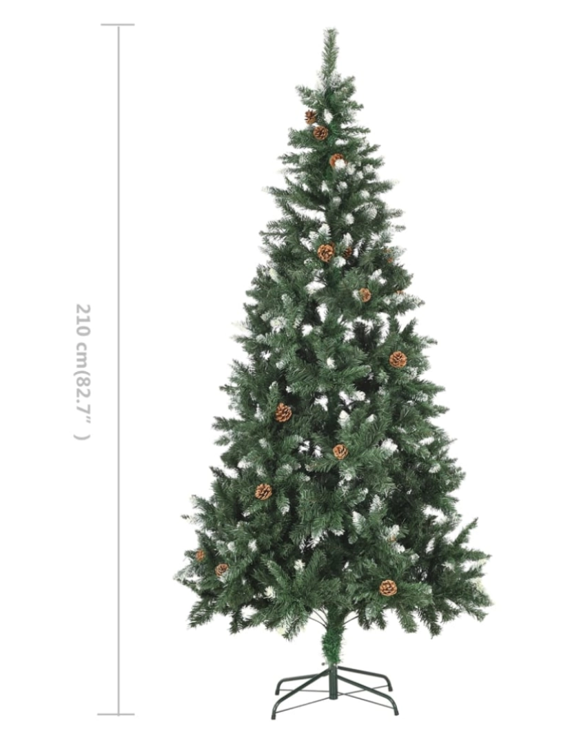 imagem de vidaXL Árvore de Natal artificial com pinhas e brilho branco 210 cm8