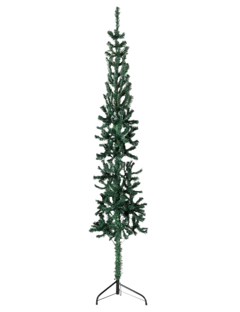 imagem de vidaXL Meia árvore de Natal fina com suporte 180 cm verde4