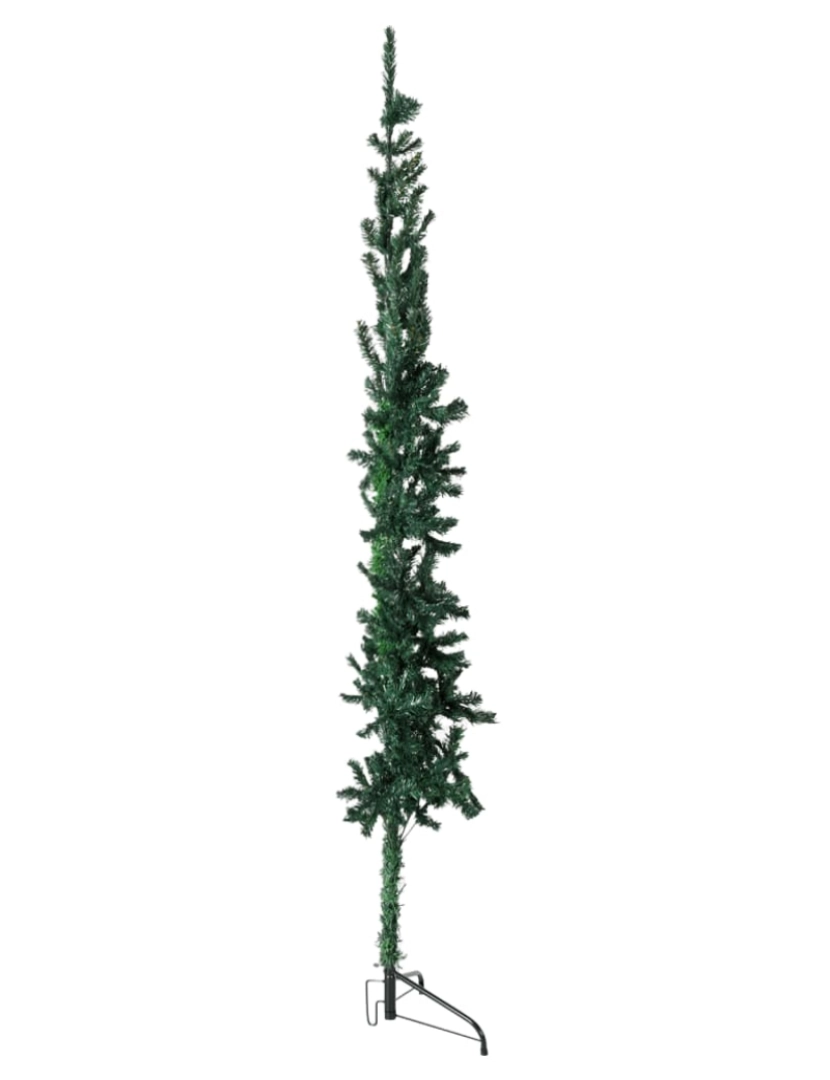 imagem de vidaXL Meia árvore de Natal fina com suporte 180 cm verde5