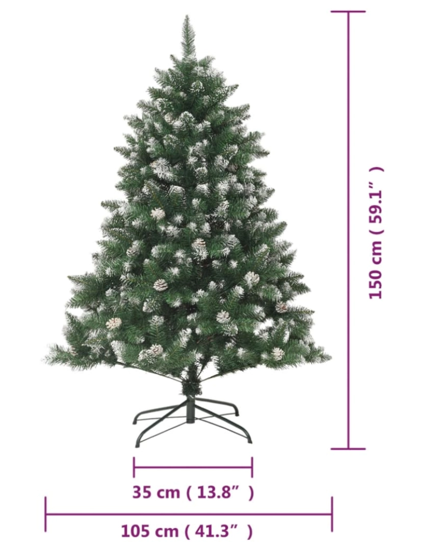 imagem de vidaXL Árvore de Natal artificial com suporte 150 cm PVC10