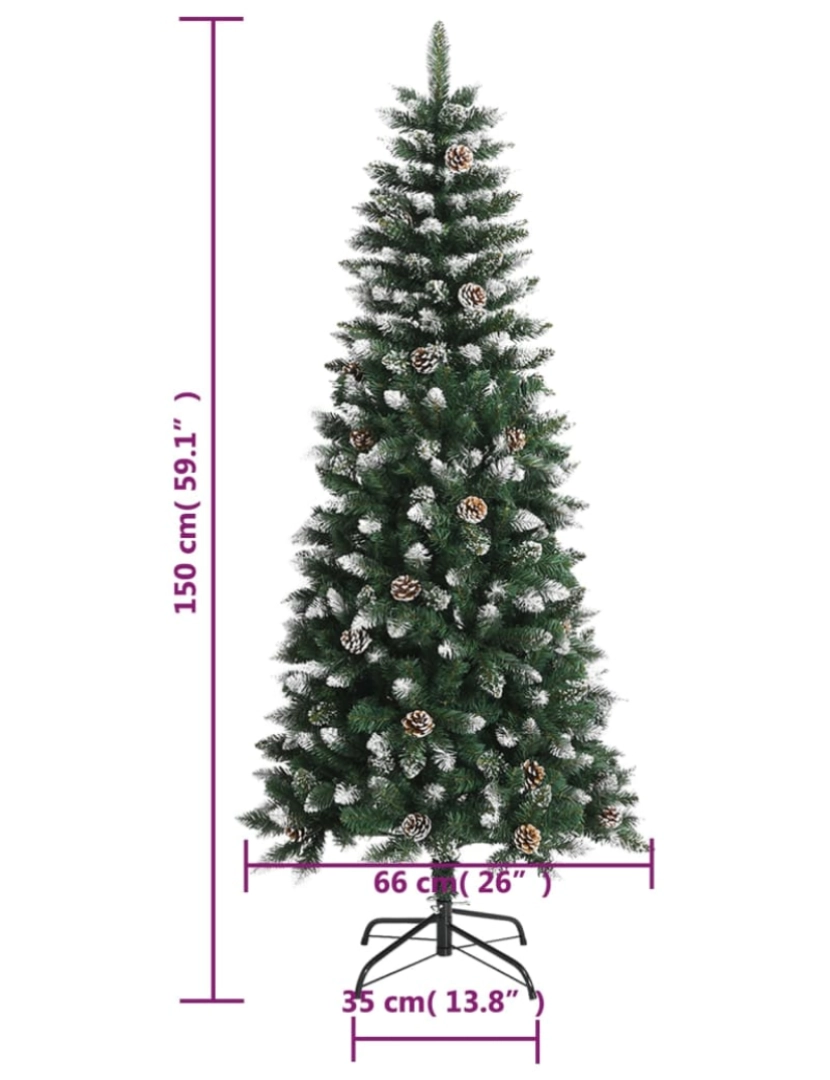 imagem de vidaXL Árvore de Natal artificial com suporte 150 cm PVC verde10