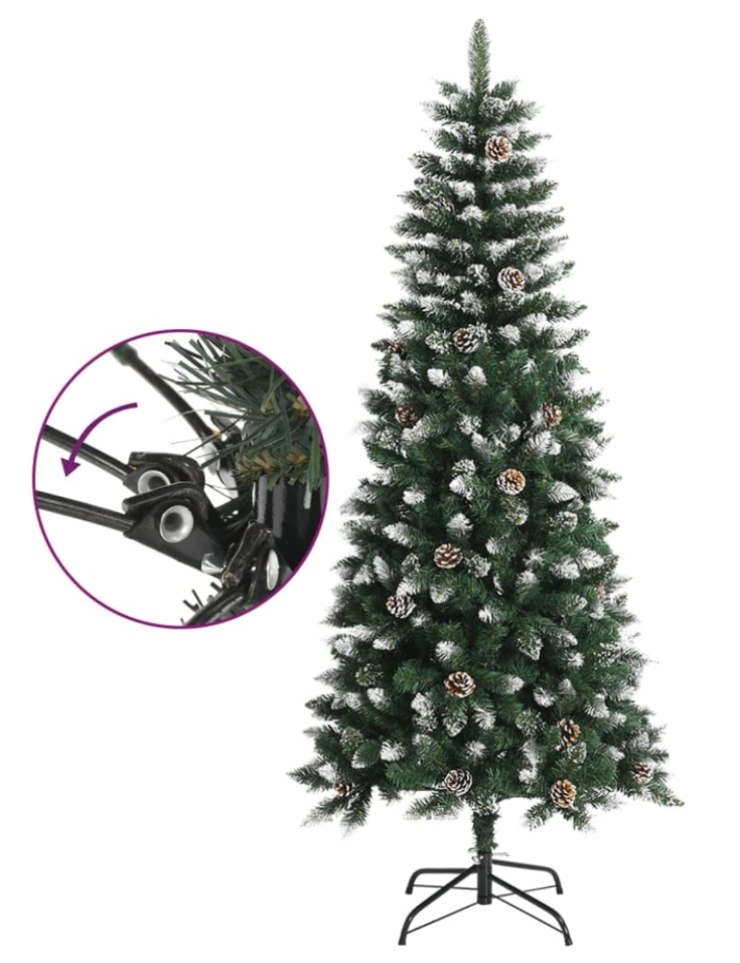 imagem de vidaXL Árvore de Natal artificial com suporte 150 cm PVC verde4