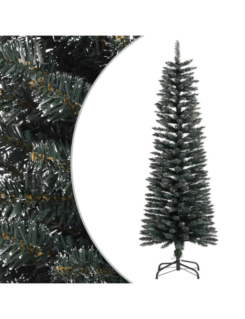 imagem de vidaXL Árvore de Natal artificial fina com suporte 120 cm PVC verde2