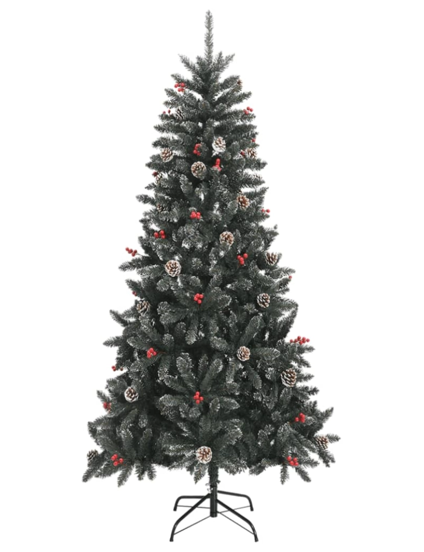 imagem de vidaXL Árvore de Natal artificial com suporte 210 cm PVC verde3