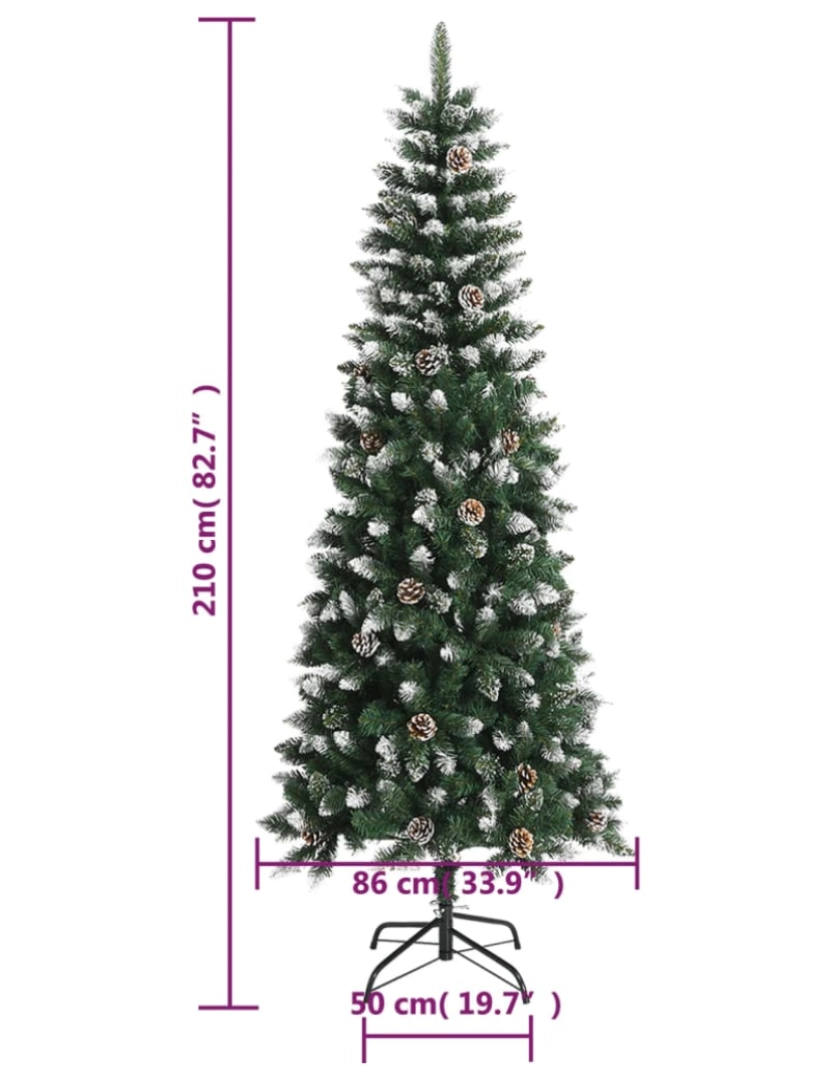 imagem de vidaXL Árvore de Natal artificial com suporte 210 cm PVC verde10