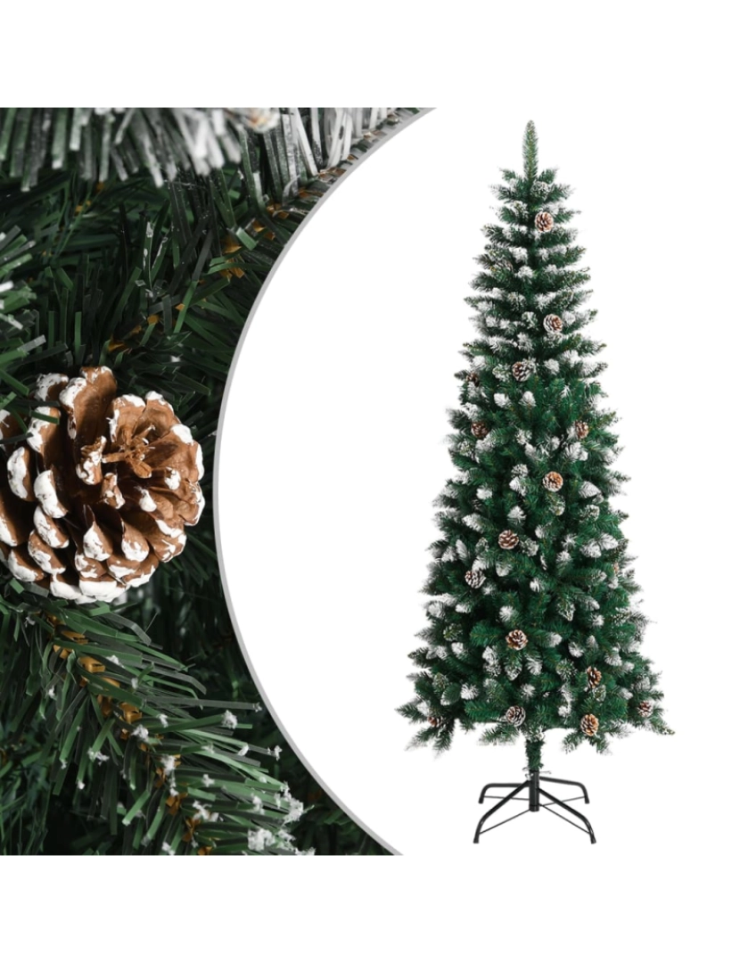 imagem de vidaXL Árvore de Natal artificial com suporte 210 cm PVC verde2