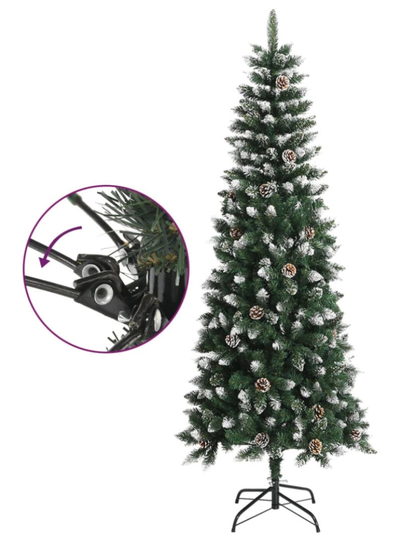 imagem de vidaXL Árvore de Natal artificial com suporte 210 cm PVC verde4