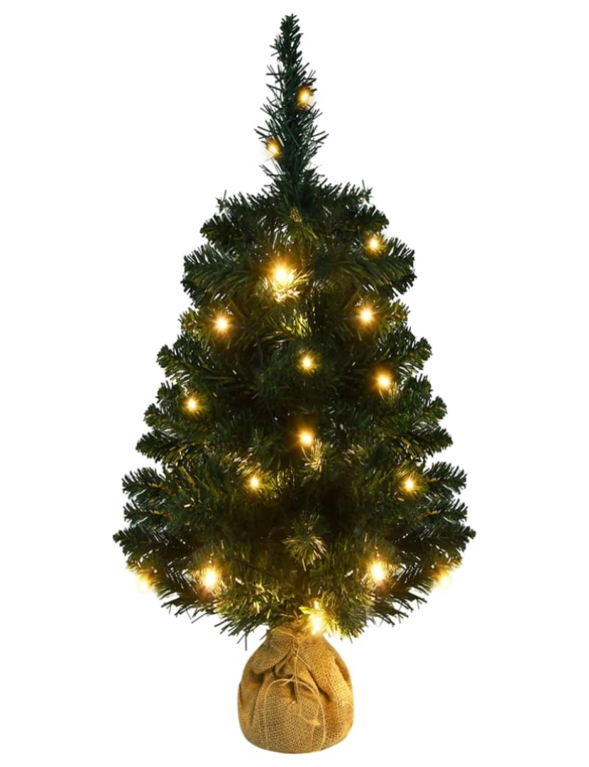 imagem de vidaXL Árvore de Natal artificial pré-iluminada + suportes PVC verde3