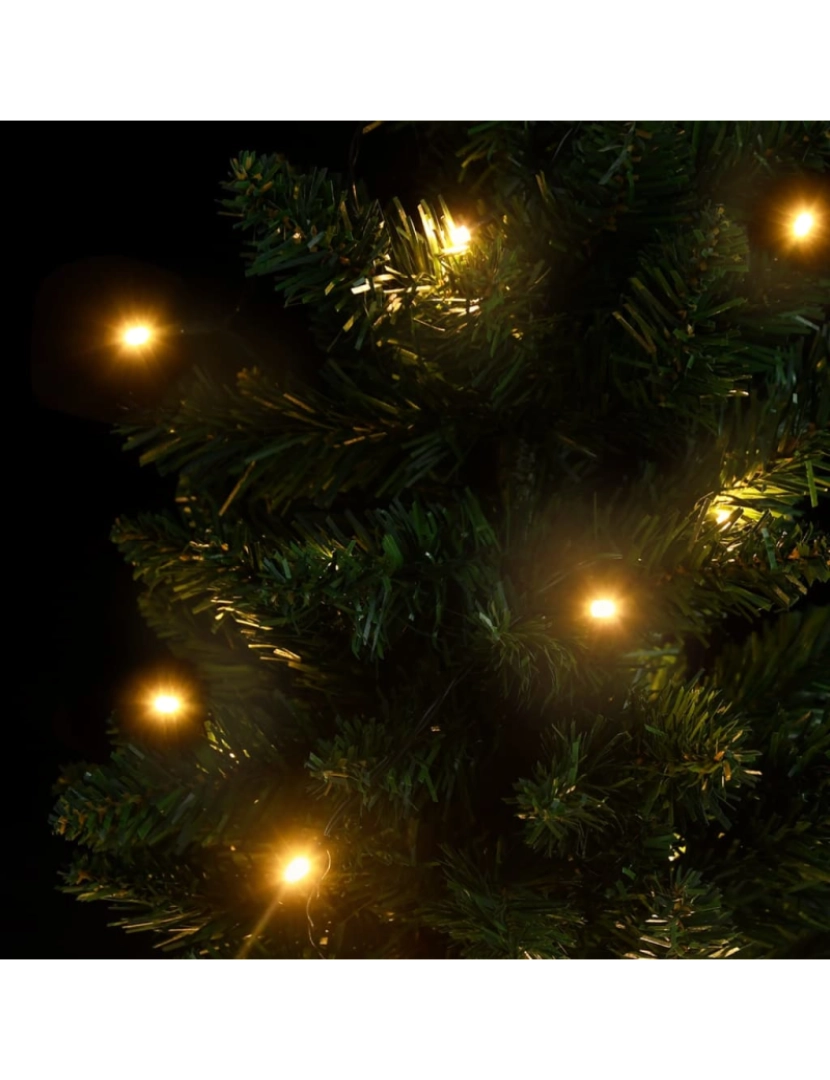 imagem de vidaXL Árvore de Natal artificial pré-iluminada + suportes PVC verde7