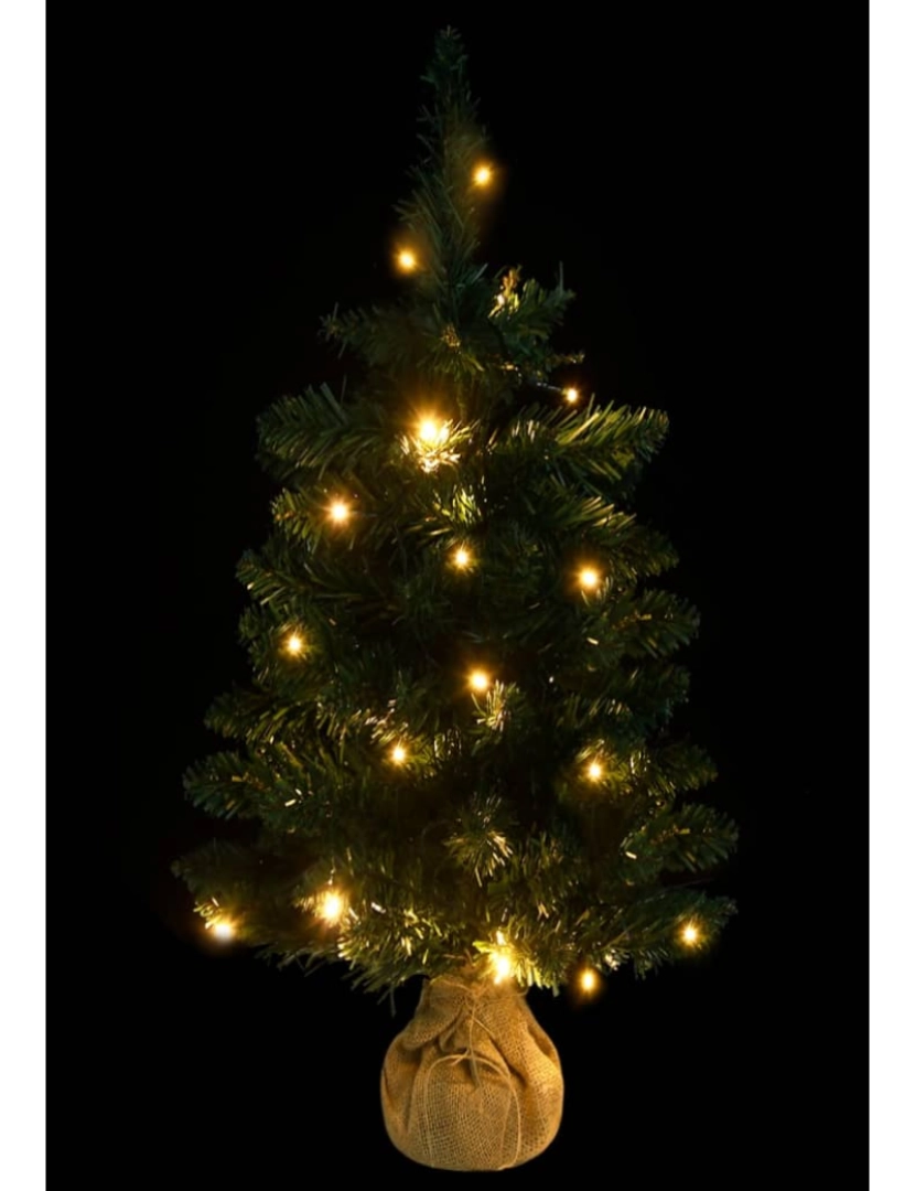 imagem de vidaXL Árvore de Natal artificial pré-iluminada + suportes PVC verde8