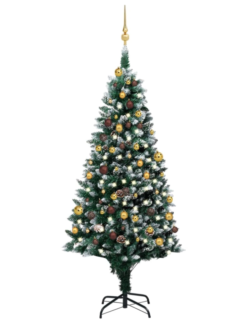 imagem de vidaXL Árvore Natal artificial pré-iluminada c/ bolas e pinhas 180 cm1