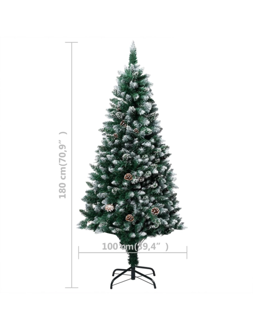 imagem de vidaXL Árvore Natal artificial pré-iluminada c/ bolas e pinhas 180 cm11