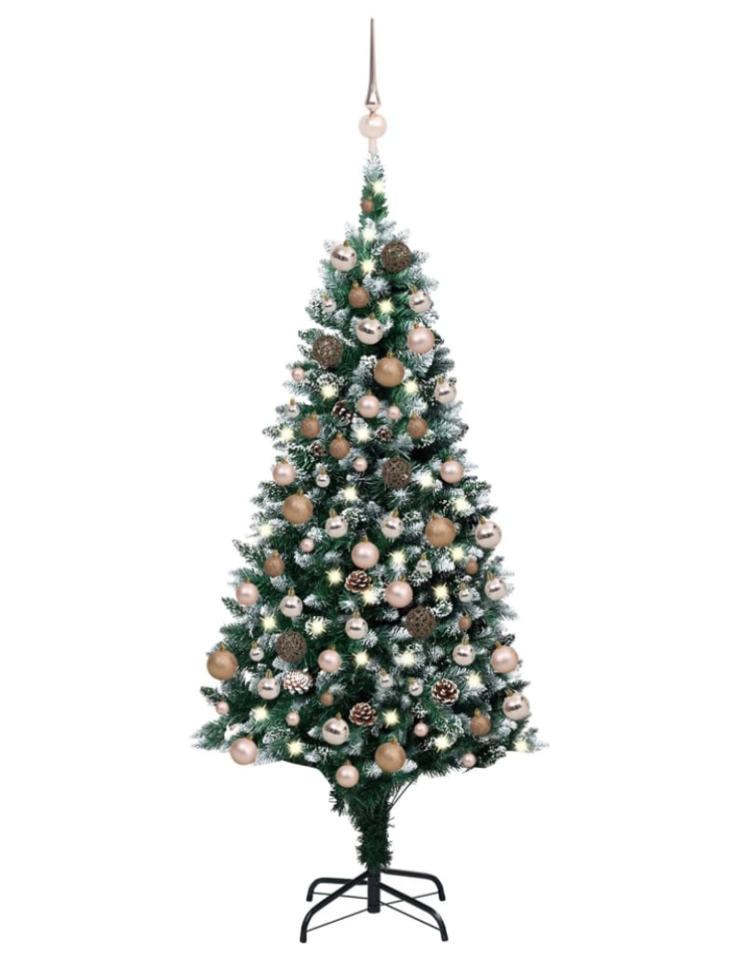 imagem de vidaXL Árvore Natal artificial pré-iluminada c/ bolas e pinhas 150 cm1