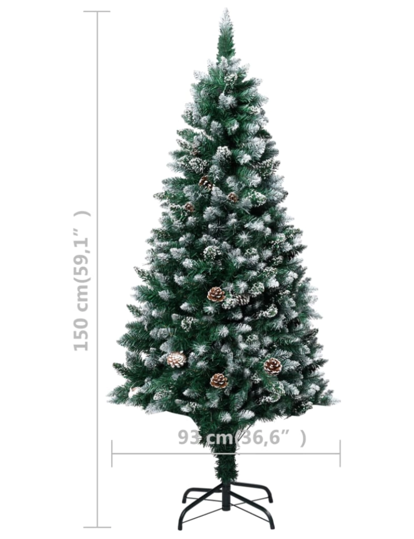 imagem de vidaXL Árvore Natal artificial pré-iluminada c/ bolas e pinhas 150 cm11