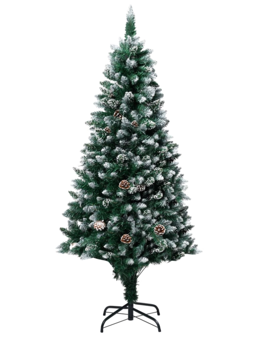 imagem de vidaXL Árvore Natal artificial pré-iluminada c/ bolas e pinhas 150 cm3