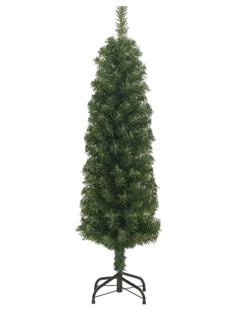 imagem de vidaXL Árvore de Natal artificial fina com suporte 150 cm PVC verde3