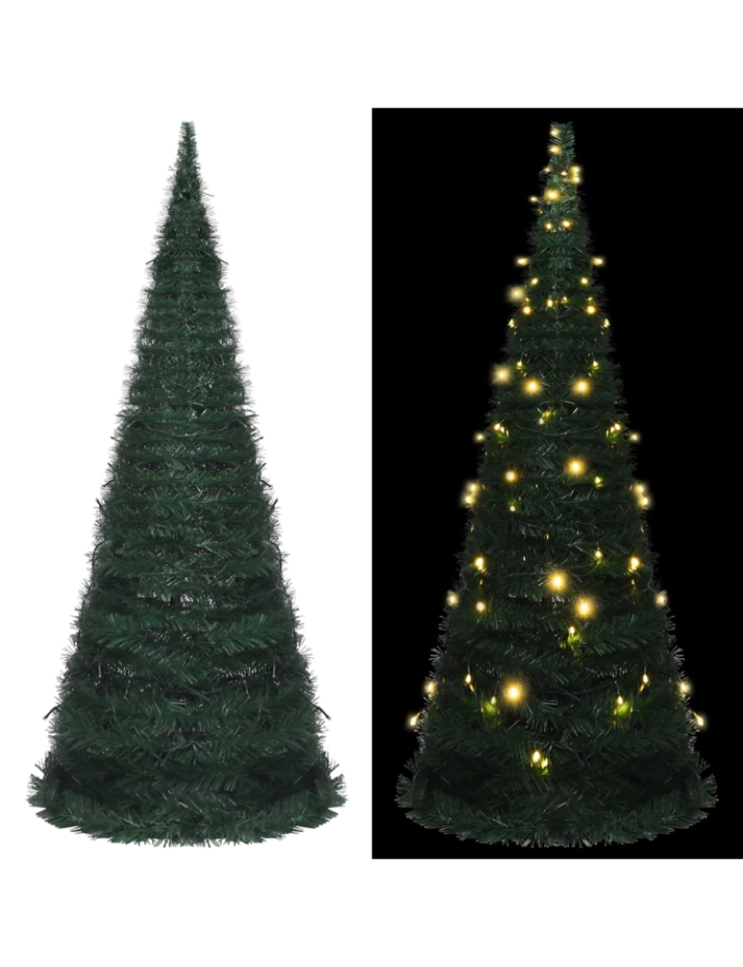 imagem de vidaXL Árvore Natal pop-up artificial pré-iluminada 210 cm verde2