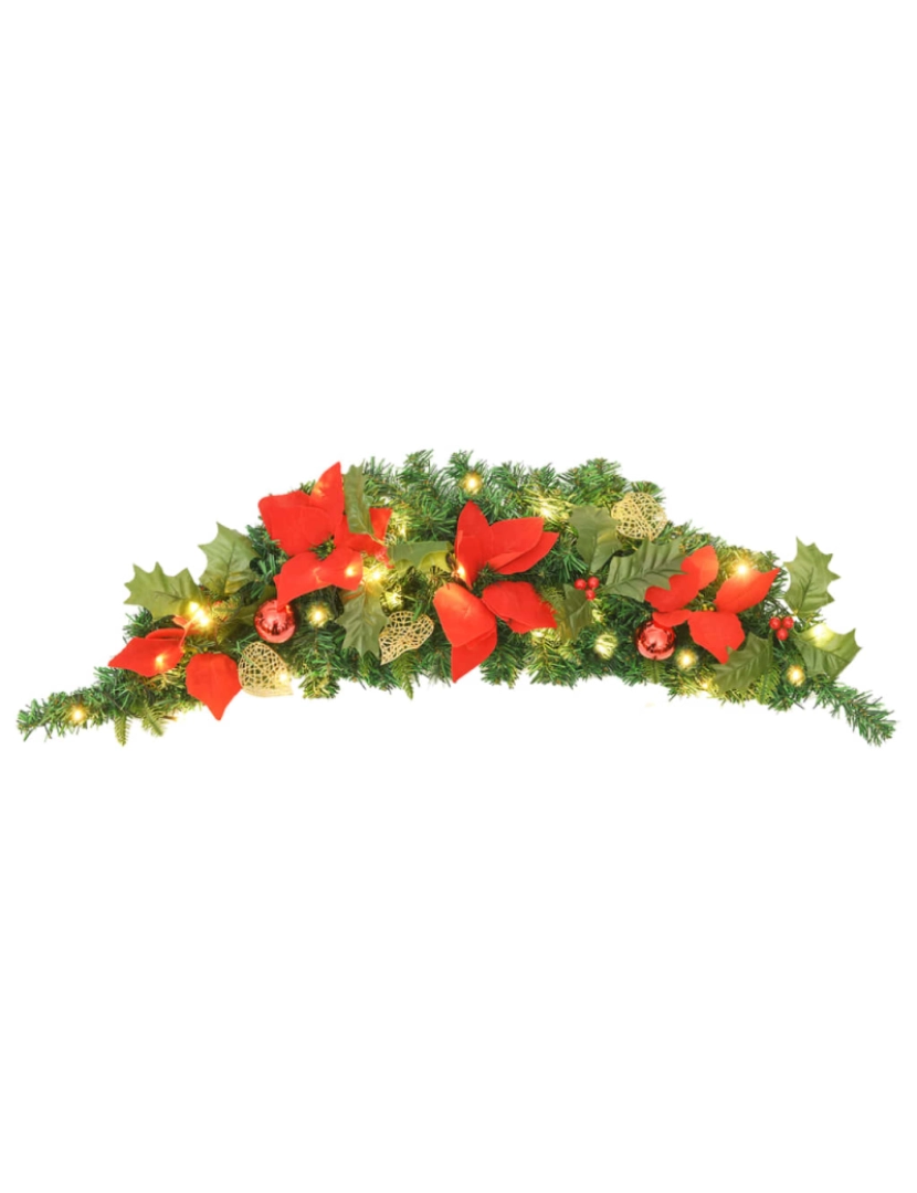 imagem de vidaXL Grinalda de Natal com luzes LED 90 cm PVC verde3