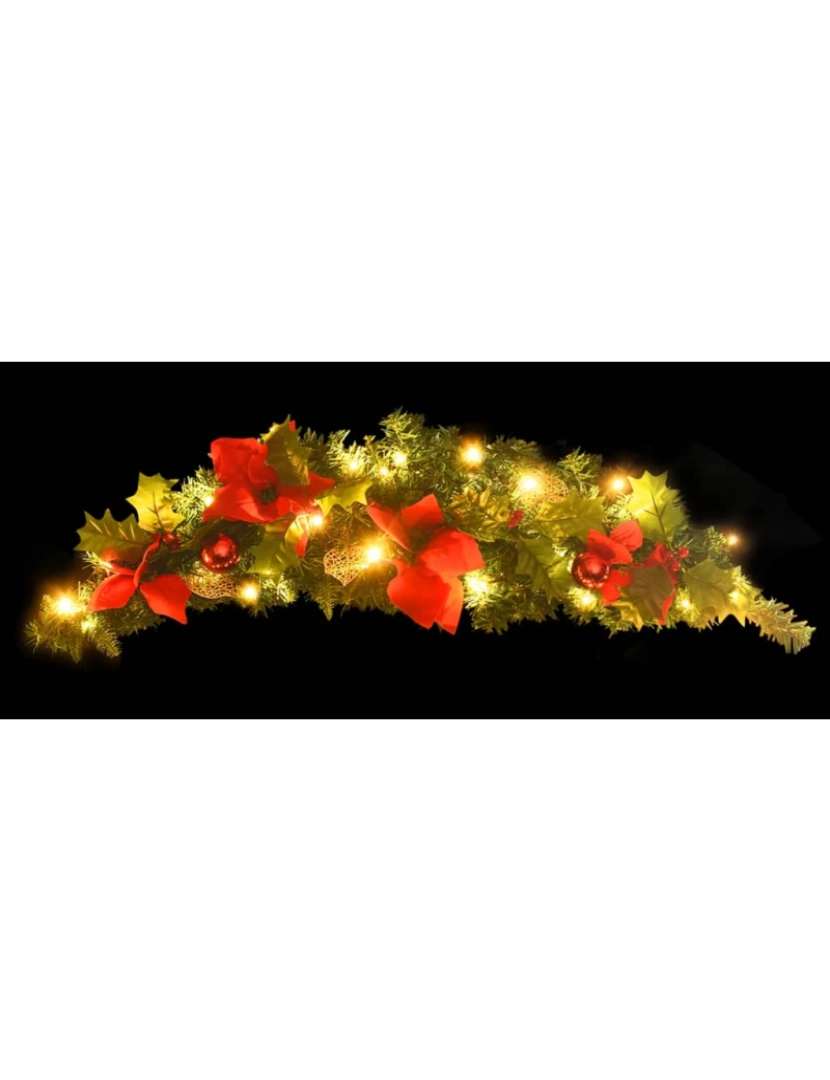 imagem de vidaXL Grinalda de Natal com luzes LED 90 cm PVC verde5