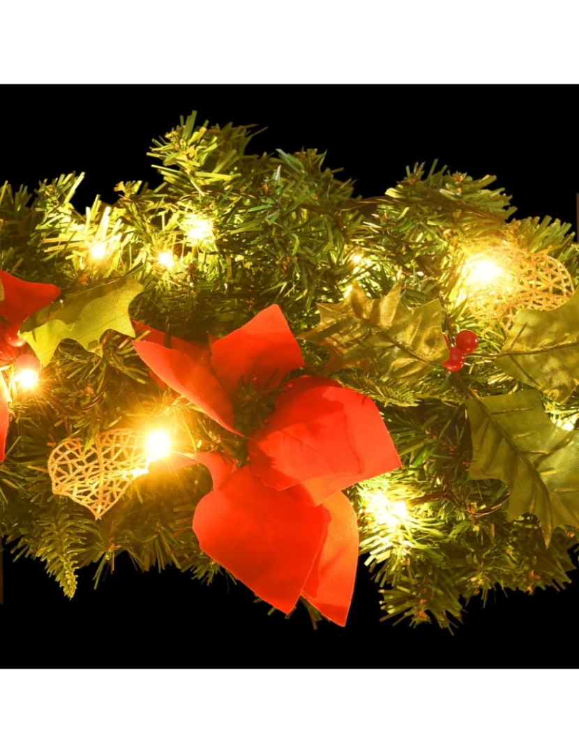 imagem de vidaXL Grinalda de Natal com luzes LED 90 cm PVC verde7