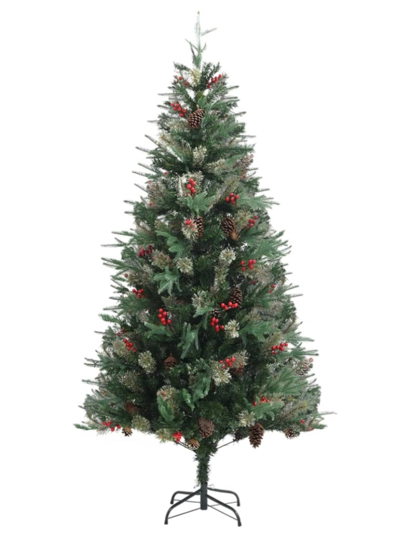 imagem de vidaXL Árvore de Natal com pinhas 225 cm PVC e PE verde3