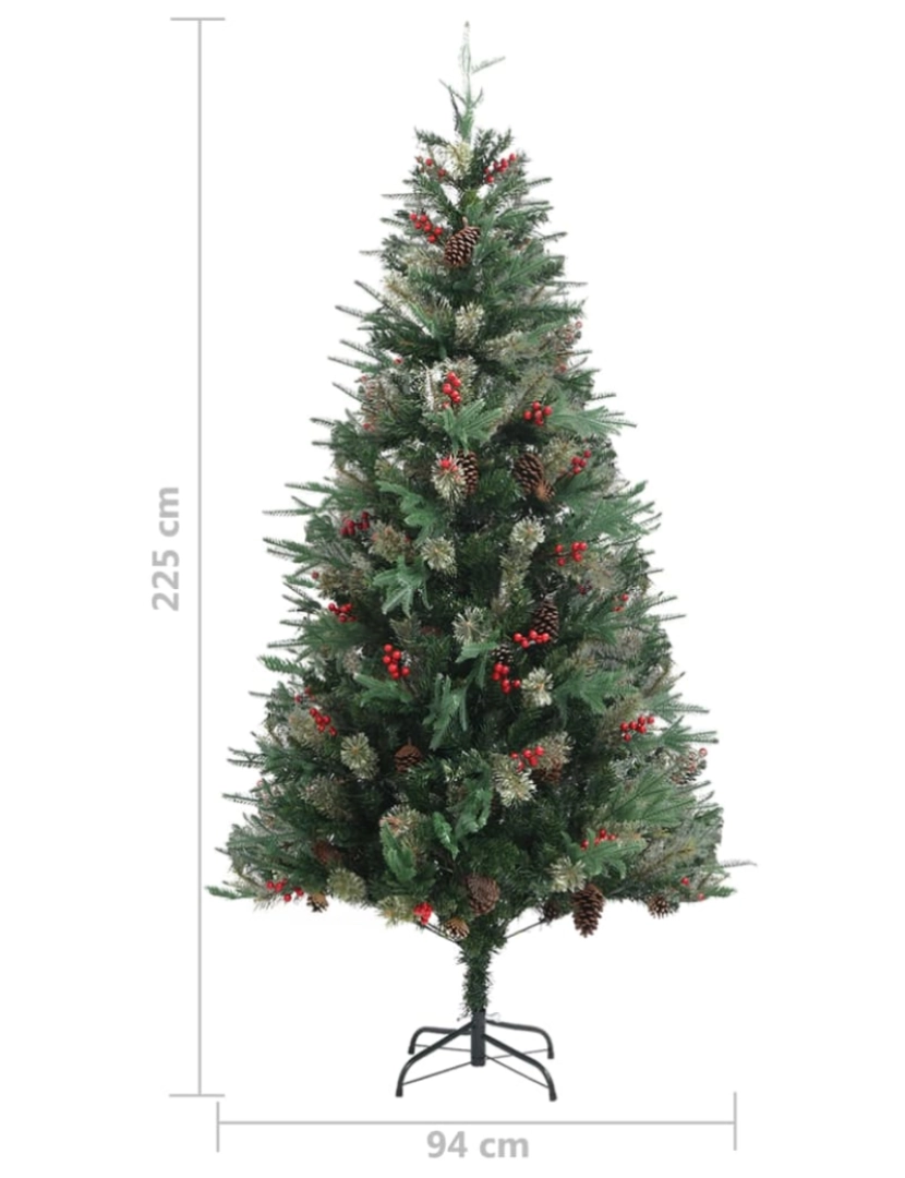 imagem de vidaXL Árvore de Natal com pinhas 225 cm PVC e PE verde7