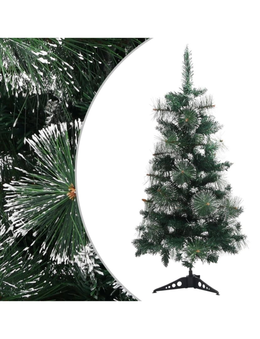 imagem de vidaXL Árvore de Natal artificial c/ suporte 90 cm PVC verde e branco1