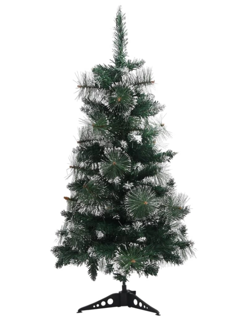 imagem de vidaXL Árvore de Natal artificial c/ suporte 90 cm PVC verde e branco3