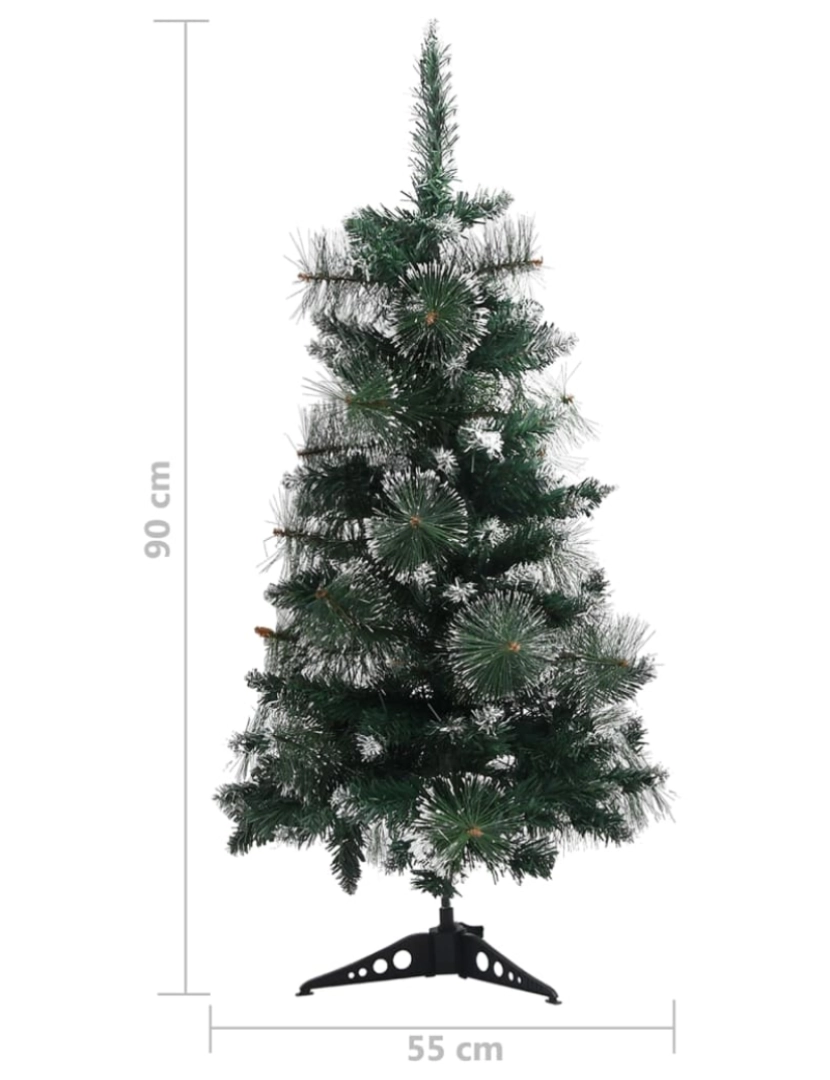 imagem de vidaXL Árvore de Natal artificial c/ suporte 90 cm PVC verde e branco7