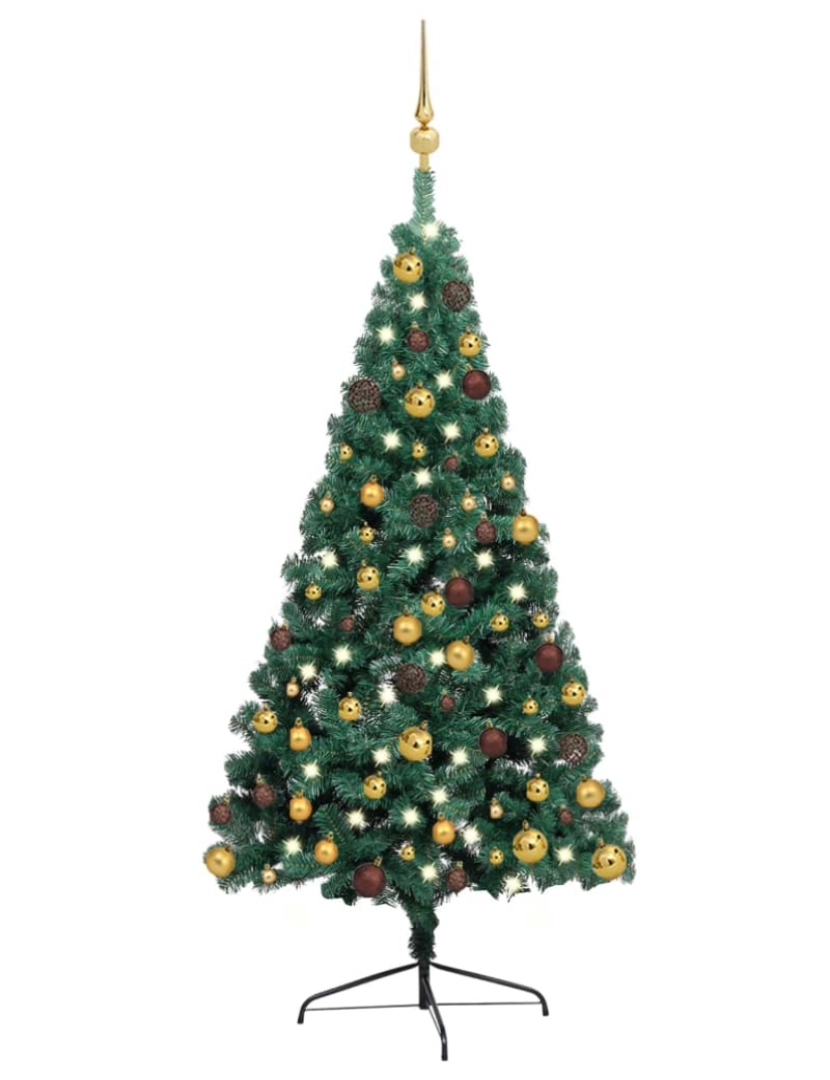 Vidaxl - vidaXL Meia árvore Natal artificial pré-iluminada c/ bolas verde