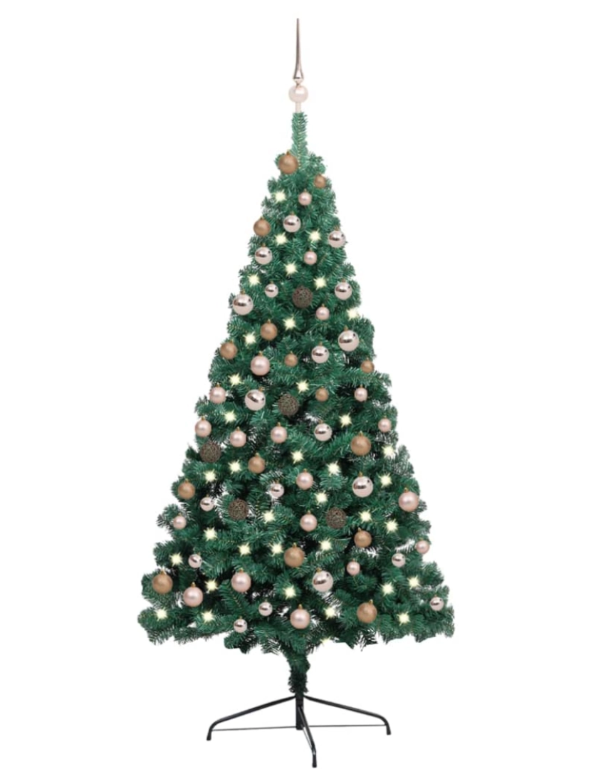 Vidaxl - vidaXL Meia árvore Natal artificial pré-iluminada c/ bolas verde