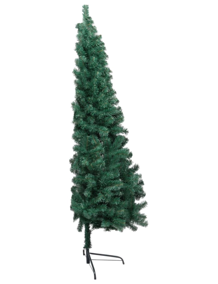 imagem de vidaXL Meia árvore Natal artificial pré-iluminada c/ bolas verde4