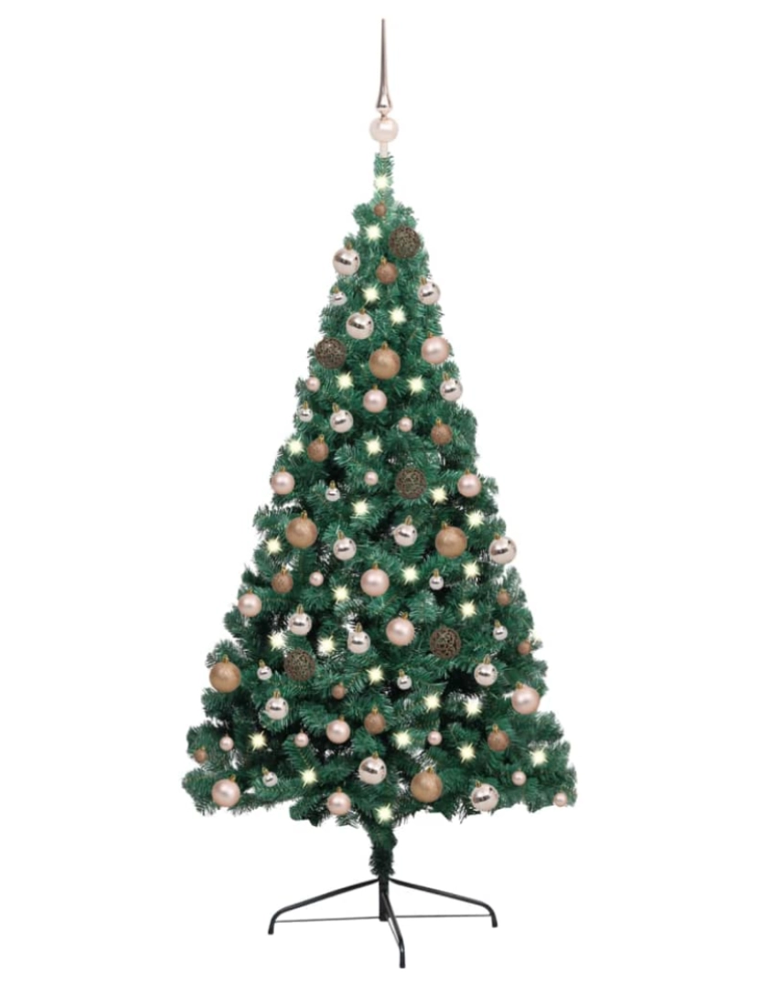 Vidaxl - vidaXL Meia árvore Natal artificial pré-iluminada c/ bolas verde