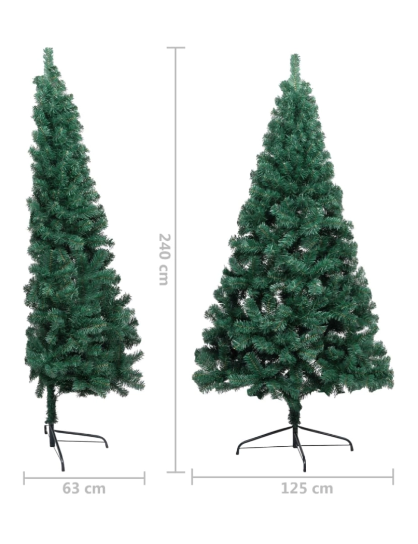 imagem de vidaXL Meia árvore Natal artificial pré-iluminada c/ bolas verde11