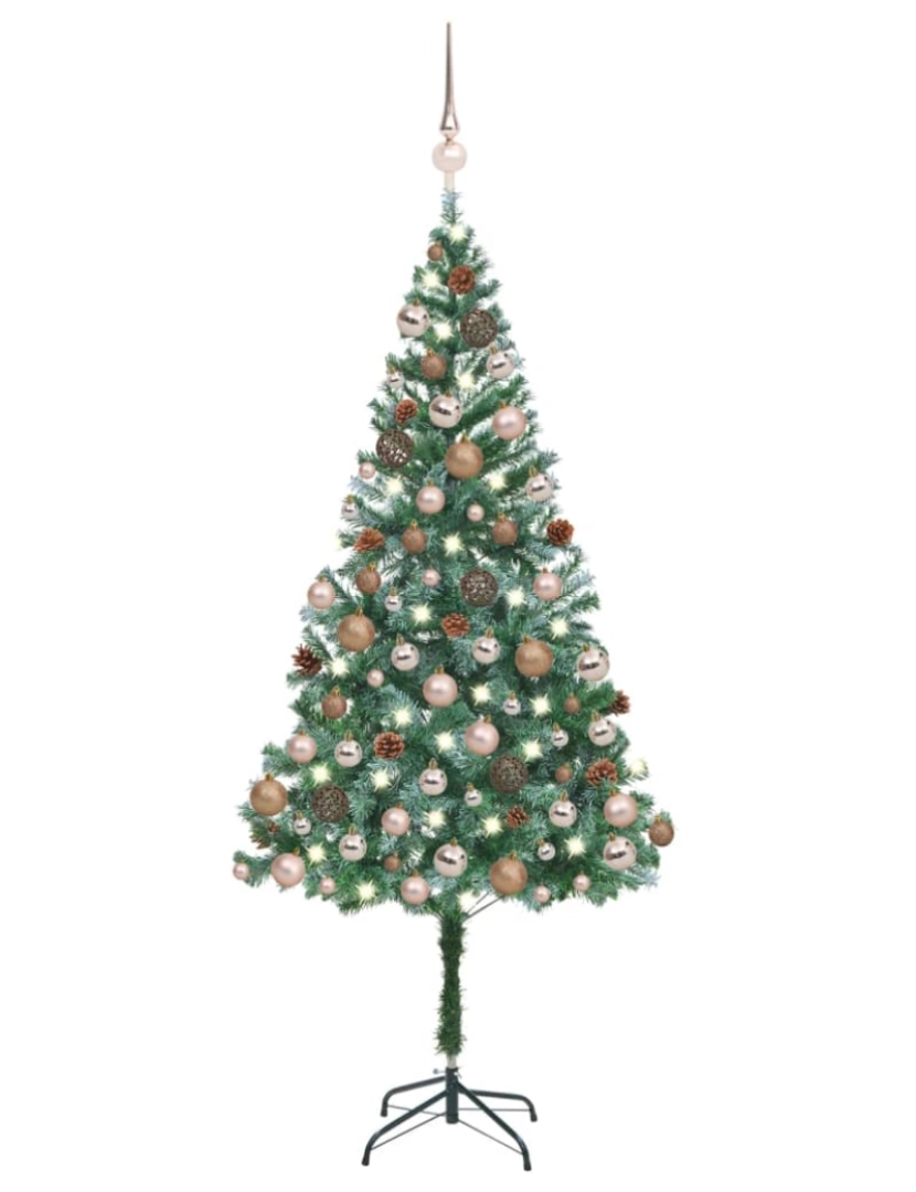 imagem de vidaXL Árvore Natal artificial pré-iluminada c/ bolas e pinhas 180 cm2