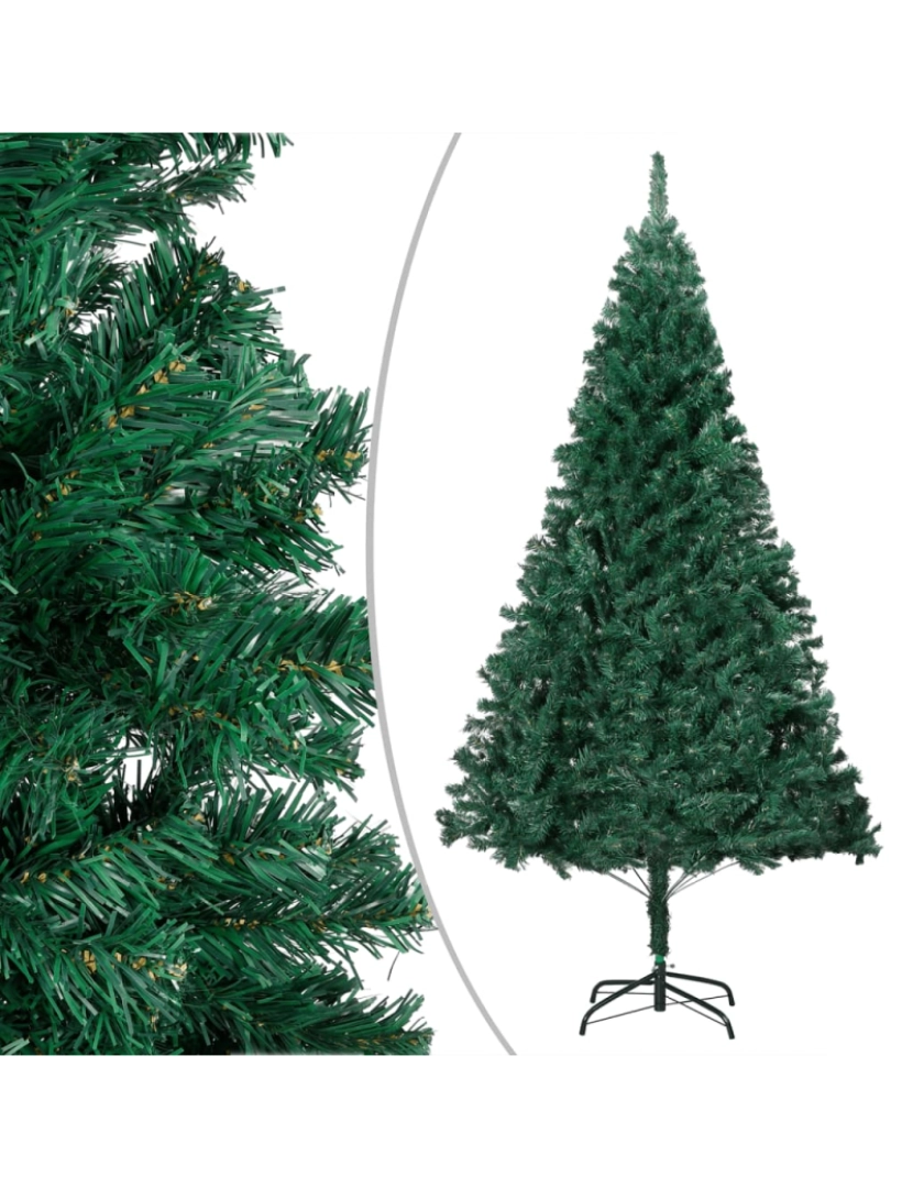 imagem de vidaXL Árvore Natal artificial pré-iluminada c/ bolas 210 cm PVC verde3