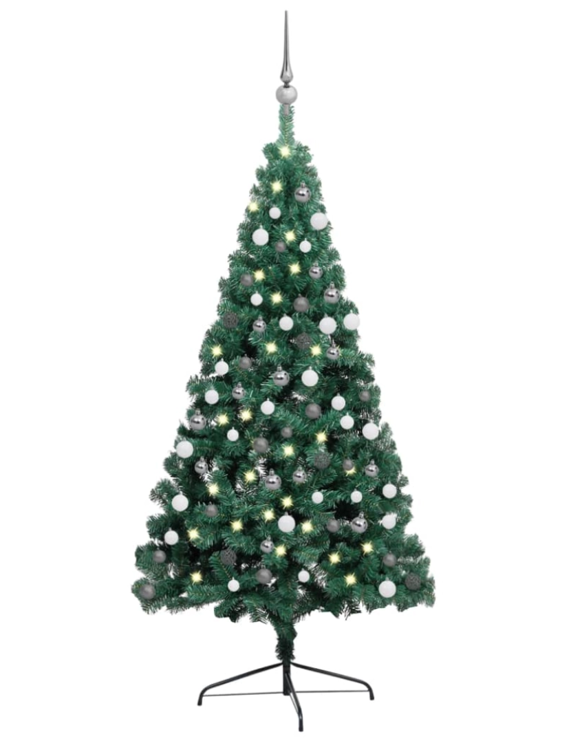 Vidaxl - vidaXL Meia árvore Natal artificial pré-iluminada c/ bolas verde