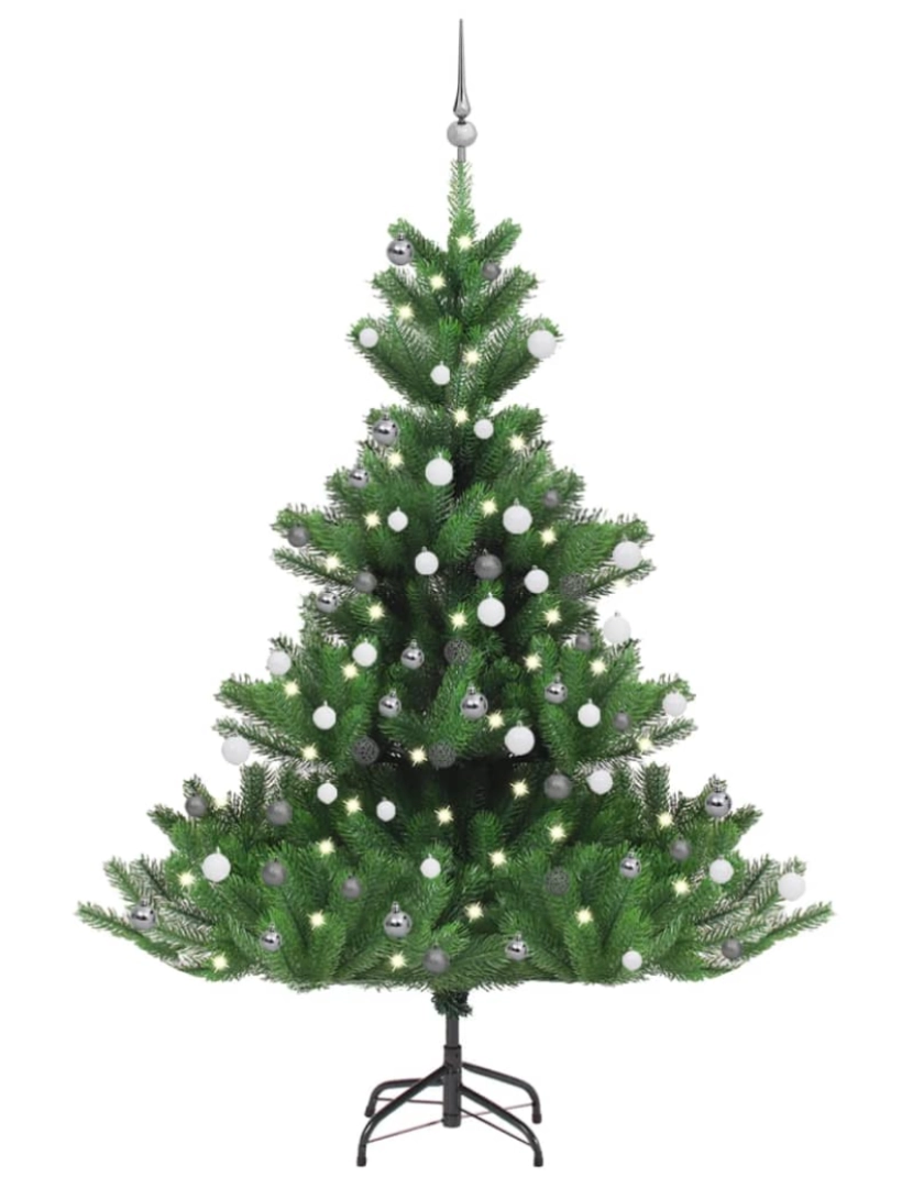 imagem de vidaXL Árvore Natal artificial LEDs/bolas 180cm abeto caucasiano verde2