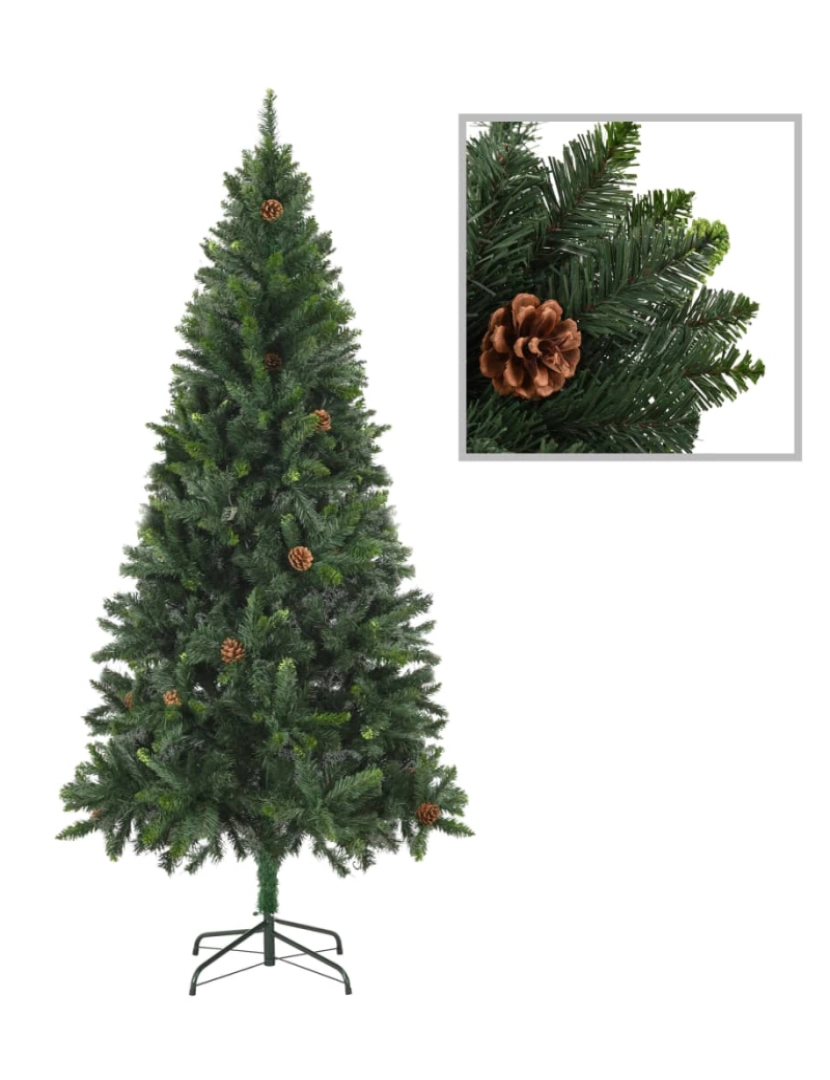 imagem de vidaXL Árvore Natal artificial pré-iluminada c/ bolas 210 cm verde3