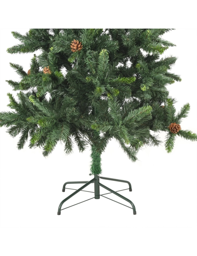 imagem de vidaXL Árvore Natal artificial pré-iluminada c/ bolas 210 cm verde7