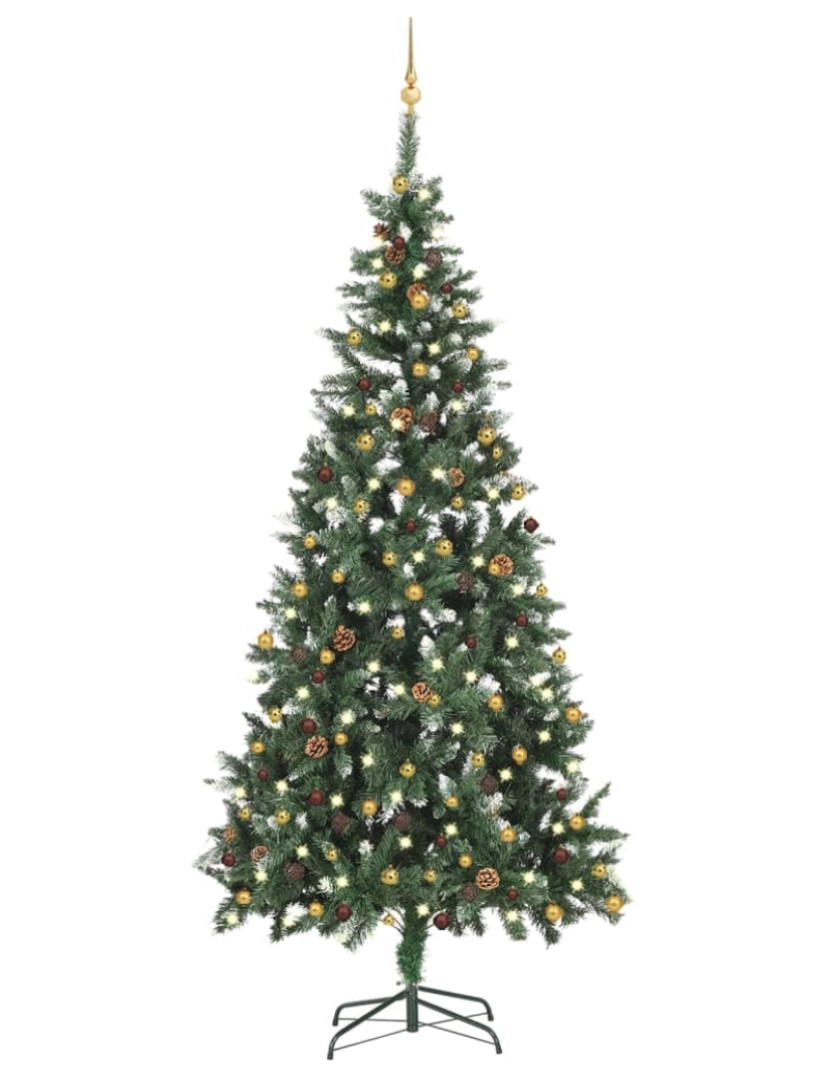 imagem de vidaXL Árvore Natal artificial pré-iluminada c/ bolas 210 cm1