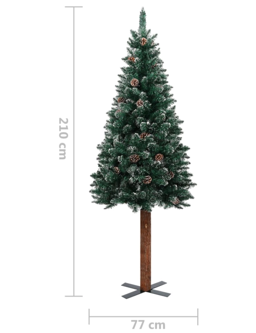 imagem de vidaXL Árvore de Natal fina pré-iluminada com bolas 210 cm verde11