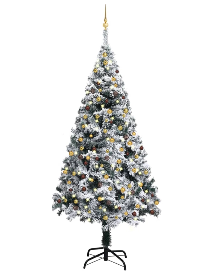 imagem de vidaXL Árvore Natal artificial pré-iluminada c/ bolas 240 cm PVC verde1